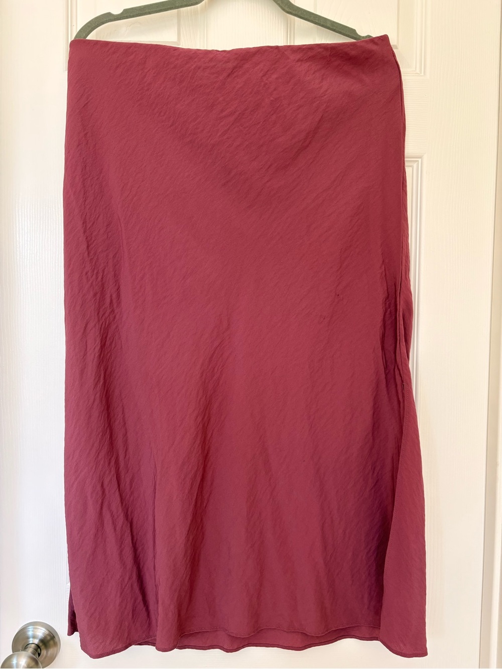 Madewell Layton Midi Slip Skirt 12 Mauve Berry Side Slit